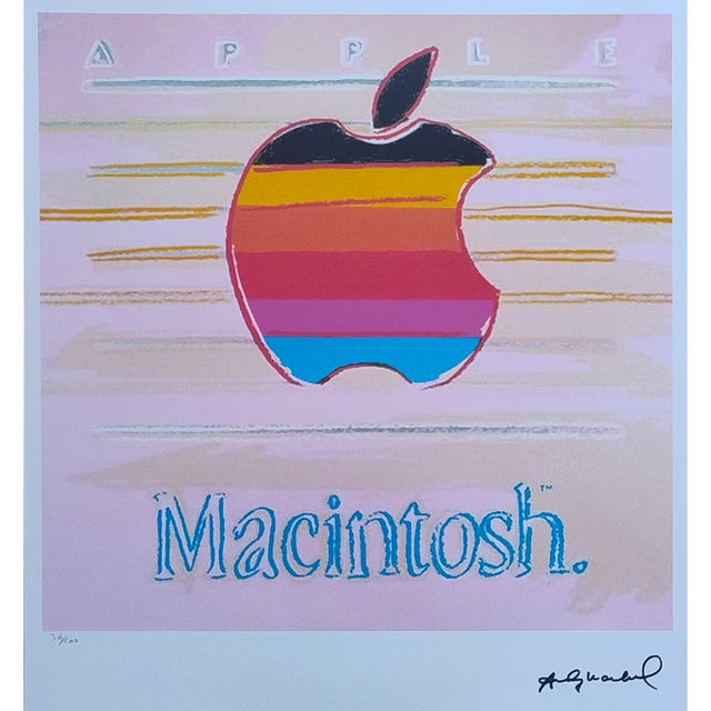 1980s Gorgeous Andy Warhol "Apple Macintosh" Limited Edition Lithograph by Leo Castelli Number 36 of 100 (the numbers are...