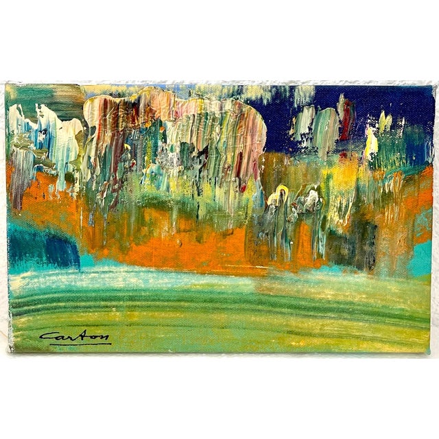 American Vivid Abstract Expressionist Art Oil Painting Norman Carton, Wpa Artist For Sale In Miami - Image 6 of 7