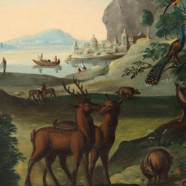 Orpheus Enchants the Animals, 1700s, Oil on Panel, Framed For Sale - Image 4 of 15