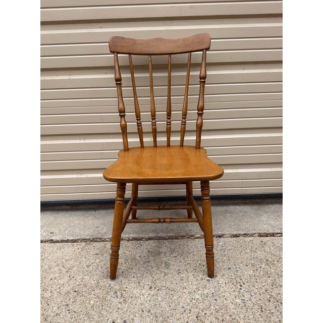 Late 20th Century Set of Four Vintage Bistro Style Solid Maple Spindle Back Dining Chairs For Sale - Image 9 of 10