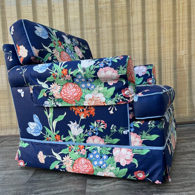 Hollywood Regency Floral Print Upholstered Lounge Chair. Circa 1970s For Sale - Image 10 of 18