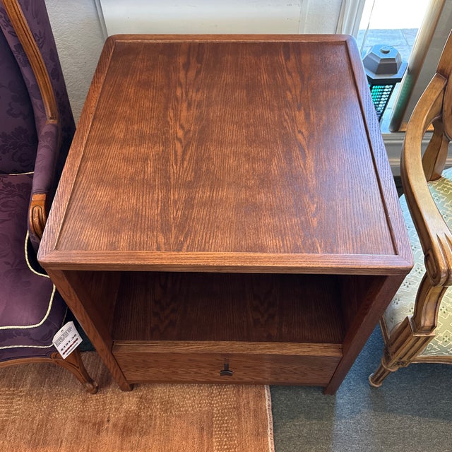 Oak Wood Side Table/Printer Stand For Sale - Image 4 of 12
