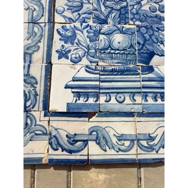 Antique 18th Century Portuguese Blue & White Abundance Basket Tile Panel For Sale - Image 4 of 16