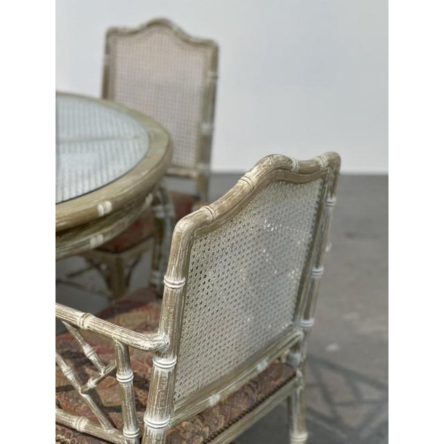 Vintage Dining Set in Faux Bamboo with Fabric, 1980s, Set of 5 For Sale - Image 6 of 16