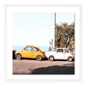 Positano Auto by Natalie Obradovich in White Framed Paper, Medium Art Print