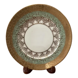 Antique Royal Bavarian Hutschenreuther Selb Bavaria Filigree Encrusted 24k Gold Porcelain Plater