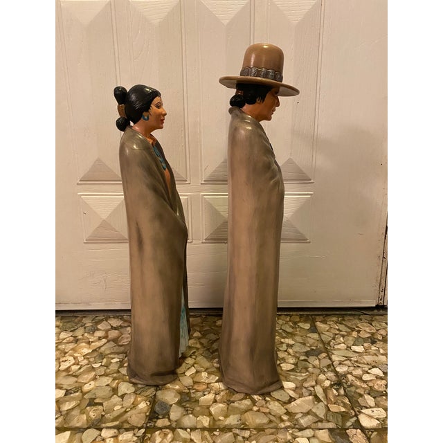 Vintage Hand Painted Ceramic Statues - Set of 2 For Sale In Denver - Image 6 of 9