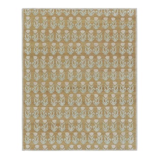 Rug & Kilim’s Block Print Rug Design with Pink and Green Floral Patterns - 3x12 For Sale