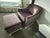 Restoration Hardware Purple Upholstered Armchair & Ottoman with White Legs Add a pop of color and comfort to your space...
