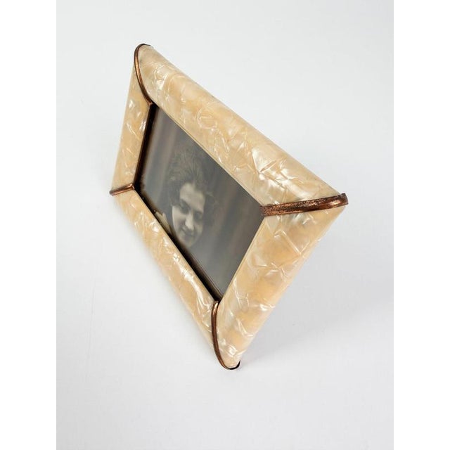 Mid-Century Modern Italian Faux Mother-of-Pearl and Copper Picture Frame, 1950s For Sale - Image 11 of 14
