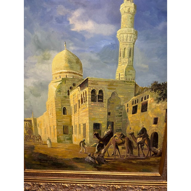 The Mosque of Kaid Bey Cairo Oil on Canvas For Sale - Image 4 of 6