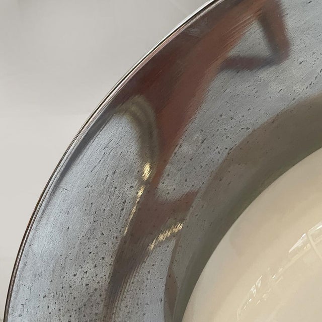 Italian Art Deco Round Pendant in Opaline Glass and Metal, 1930s For Sale - Image 11 of 17