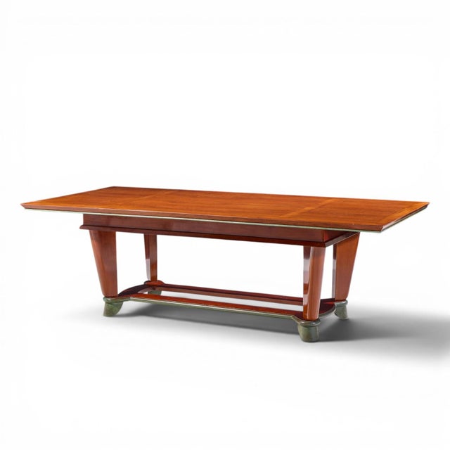 Art Deco Maxime Old Art Deco French Cherrywood and Copper Dining Table For Sale - Image 3 of 6