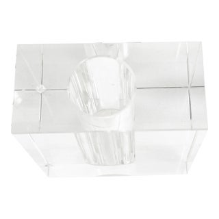 Post Modern Geometric Block Clear Crystal Vase For Sale