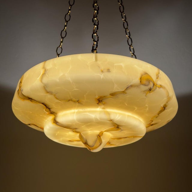 1930s Art Deco Yellow Glass Pendant Lamp, 1930s For Sale - Image 5 of 18