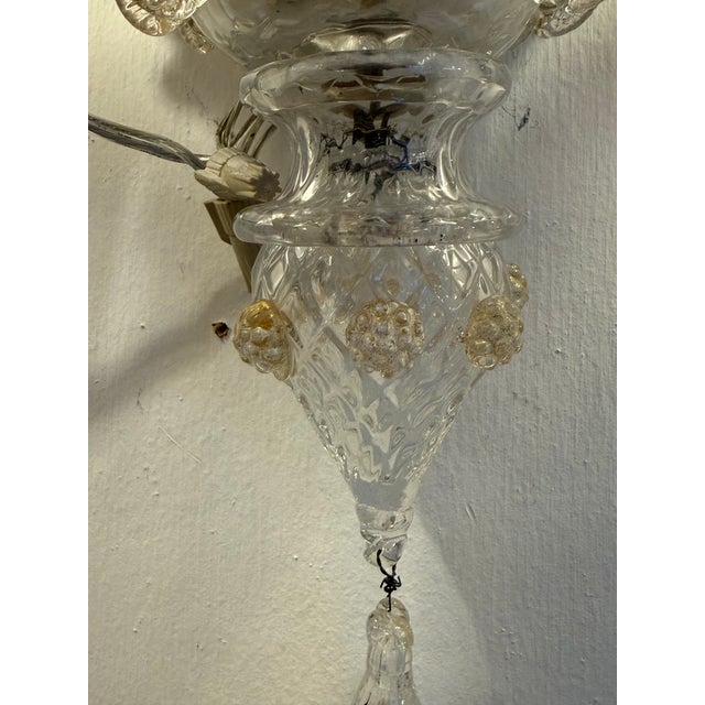 Mid 20th Century Murano Style Glass + Brass Sconce For Sale - Image 10 of 12