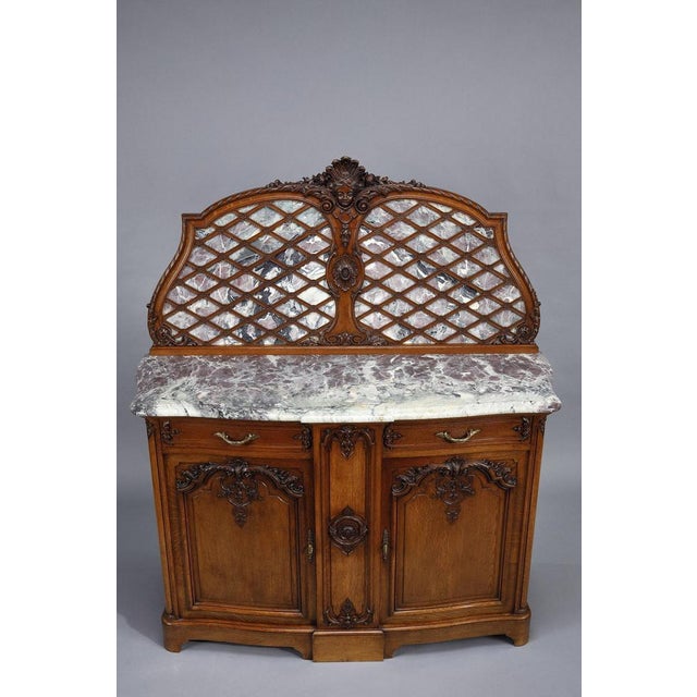 Regency Sideboards in Molded Oak and Marble, 1920s, Set of 2 For Sale - Image 4 of 18