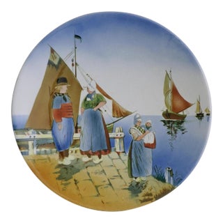 Dutch Coastal Scene Wall Plate, Sailboats, Beach House Decor (30cm) For Sale