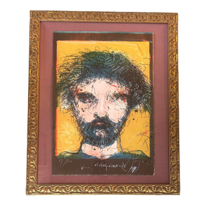 1970’s Lionel Góngora “Portrait of a Man” Original Abstract Expressionist Lithograph