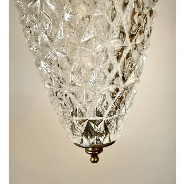 1940s 1940's Hollywood Regency Faceted Glass Double Pendant Light For Sale - Image 5 of 8