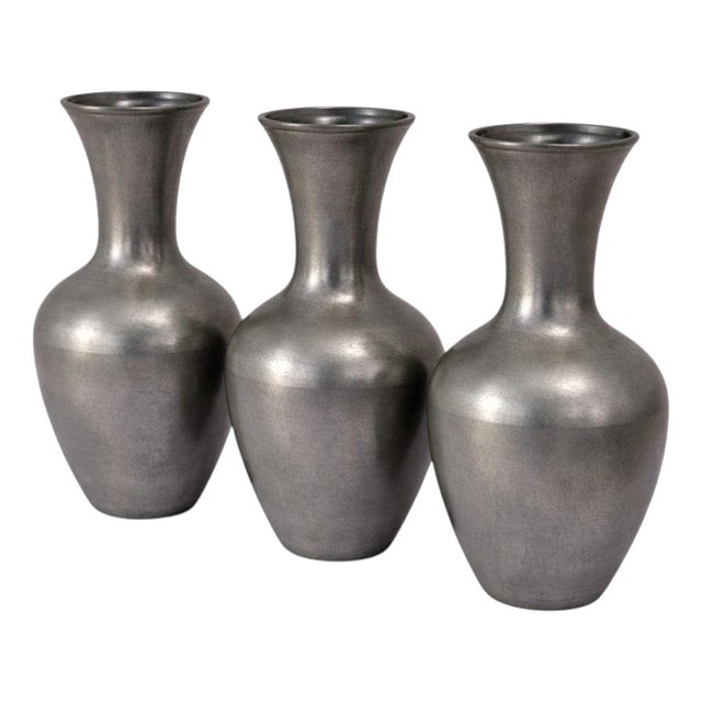 Swedish Modern Pewter Vases by Schreuder & Olsson, 1970s, Set of 3 For Sale