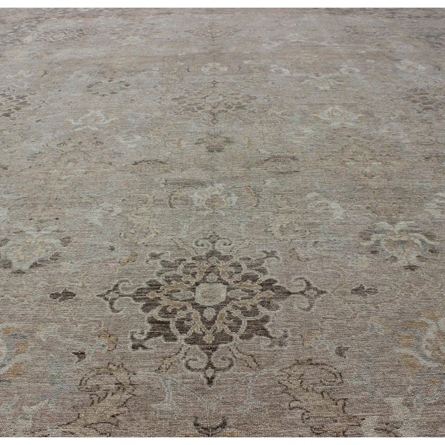 Fine Weave Sivas Rug in Ivory and Brown by Keivan Woven Arts 10'4 X 13'6 For Sale - Image 4 of 13