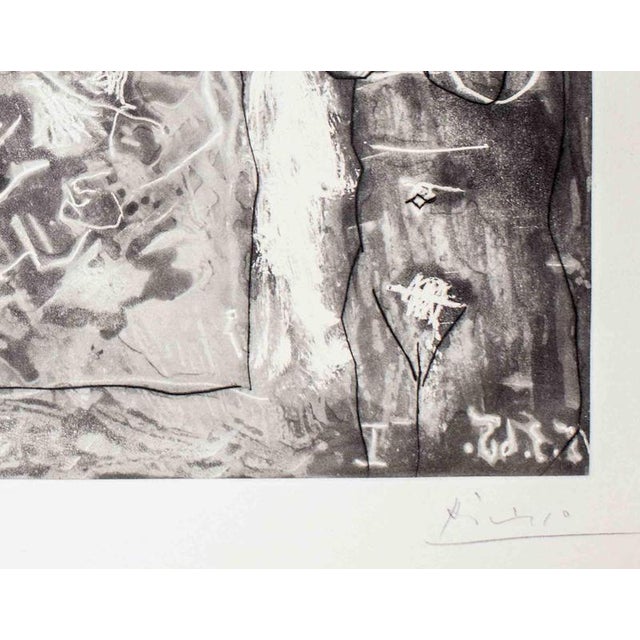 Complete Title: In the Studio (Painter at work with a large canvas and a standing model). Etching, aquatint, and drypoint...