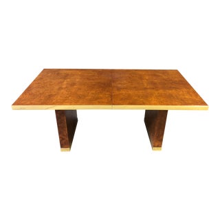 Extendable Burlwood and Brass Dining Table Signed Pierre Cardin For Sale