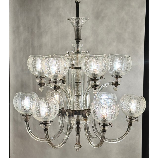 Early 20th Century Exquisite F. & C. Osler Style 12-Light Cut-Glass Chandelier For Sale - Image 11 of 12