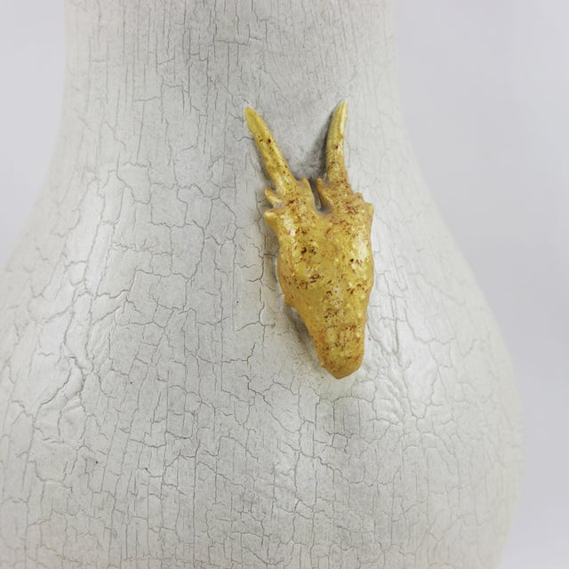 Ceramic Pair of Vintage White Porcelain Vase Table Lamps With Crackled Finish, For Sale - Image 7 of 9