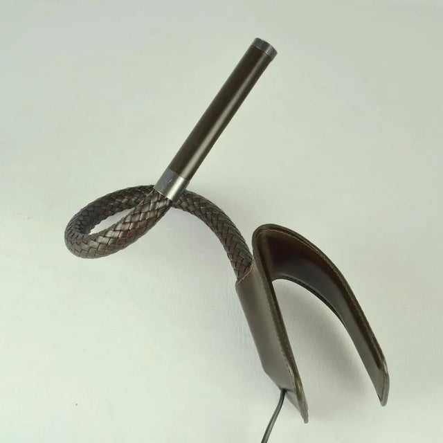 Animal Skin Chocolate Brown Leather Clip Lamps from Poltrona Frau, 2000s, Set of 2 For Sale - Image 7 of 13