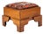 Antique 1920s Handmade Oak Wood Spanish Colonial Revival Arts & Crafts Footstool W/ Hand-Knotted Rug Seat For Sale