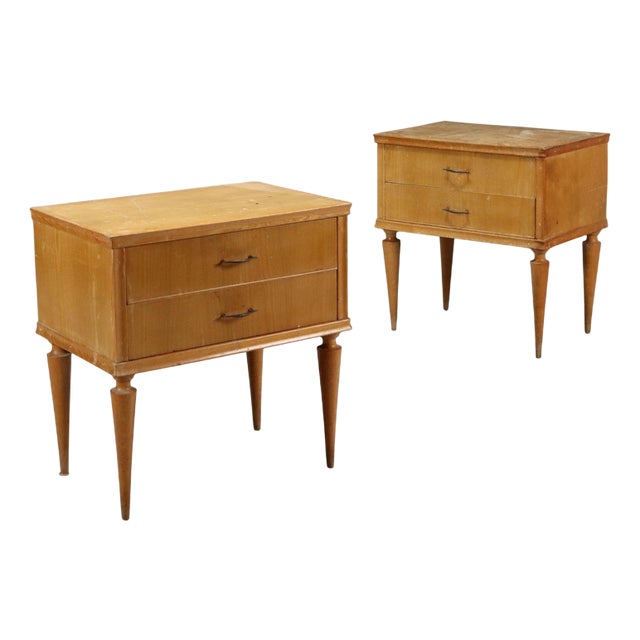 Wood Nightstands, Set of 2 For Sale