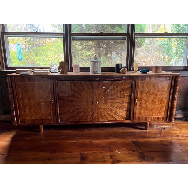 Brown Antique 1940s French Art Deco "Sunburst" Brazilian Rosewood Sideboard For Sale - Image 8 of 12