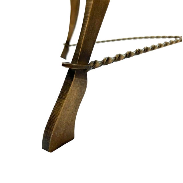 Bronze Vintage Brutalist Forged Iron and Glass Coffee Table For Sale - Image 8 of 9