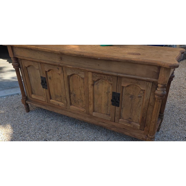 Tan Rustic European Pine Counter or Sideboard Buffet Cabinet For Sale - Image 8 of 13