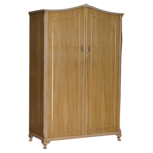 Large Light Walnut Wardrobe, 1940s For Sale