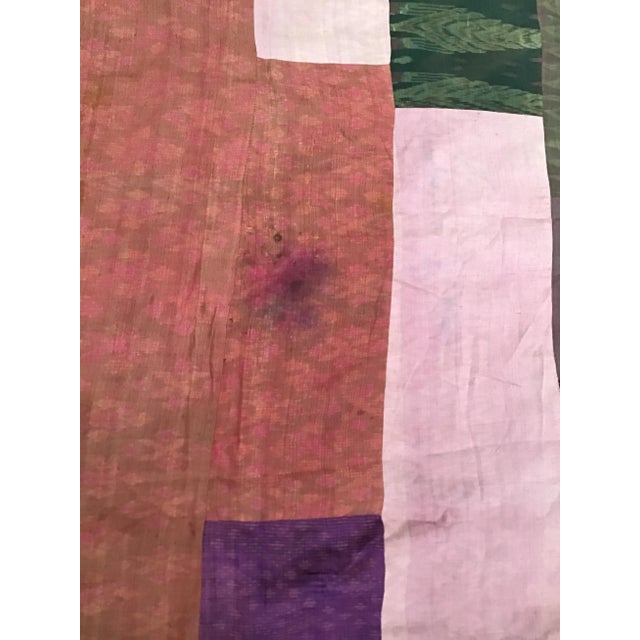 Antique Silk Thailand Artisan Large Patchwork Batik Throw Wall Hanging For Sale - Image 12 of 13
