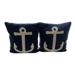 Nautical Anchor Decorative Throw Pillows- a Pair For Sale
