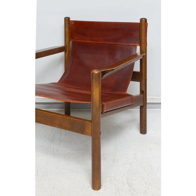 Modern Vintage Pair of Safari-Style Leather Chairs For Sale - Image 3 of 10