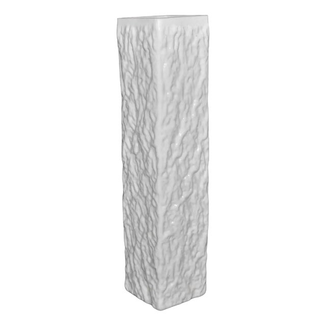 German White Glass Vase in Imitating Porcelain, 1970s For Sale