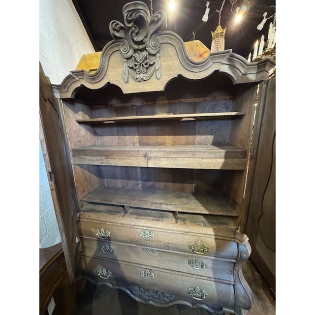 Wood 18th C. Dutch Bleached Oak Linen Press For Sale - Image 7 of 8