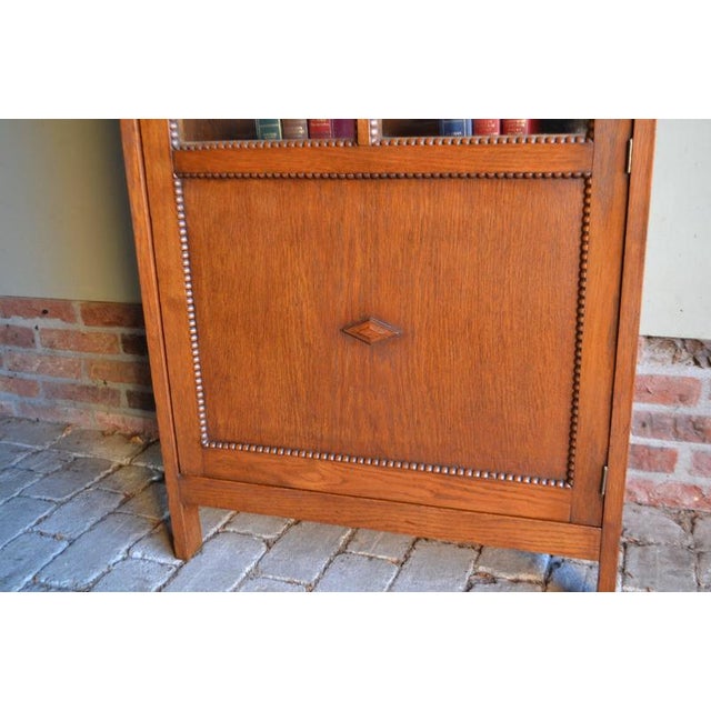 Antique Art Deco Oak Single-Door Display Cabinet For Sale - Image 4 of 11