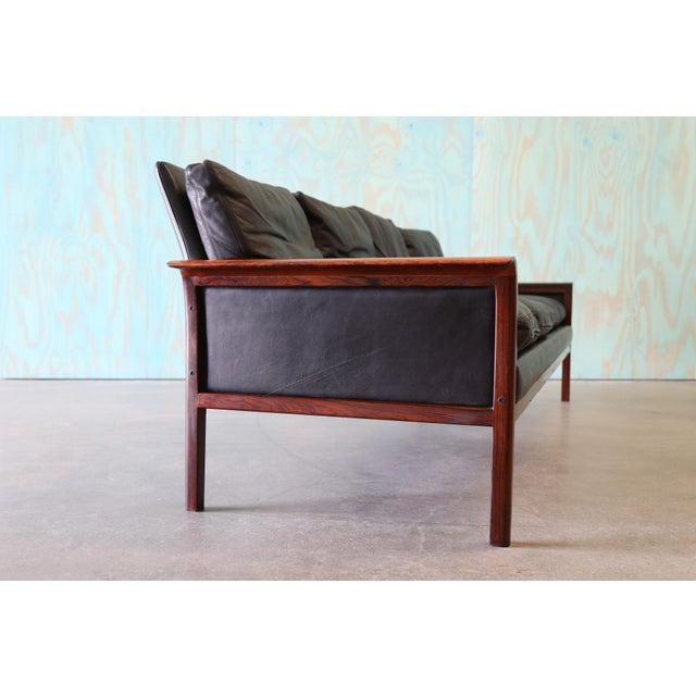 1960s Attributed to Vatne Mobler Knut Saeter Rosewood Leather Sofa Danish Modern MCM For Sale - Image 6 of 12