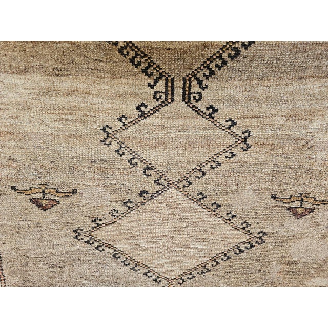 Vintage Kurdish Bidjar Tribal Rug, Hand-Knotted Wool, Geometric Pattern, Straw & Ivory, 4x5 For Sale - Image 16 of 17