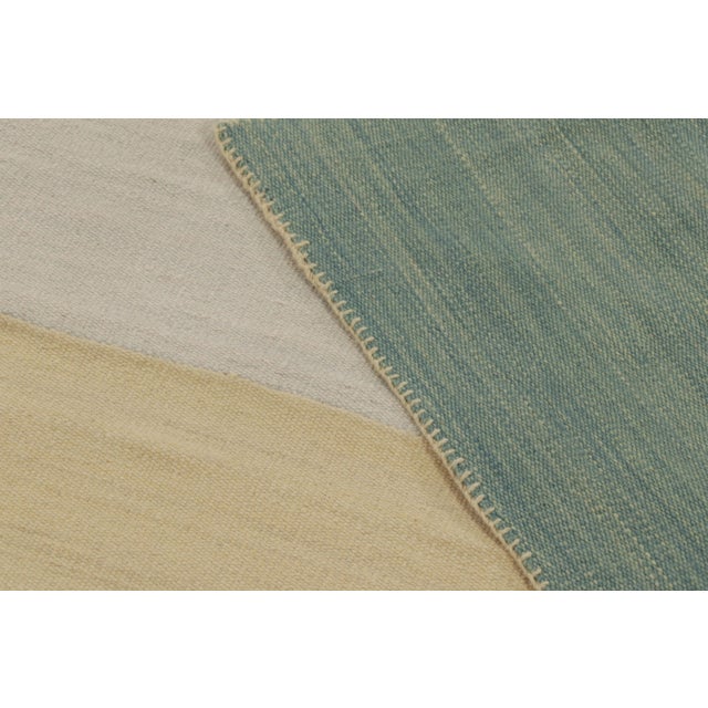 Gold Rug & Kilim’s Contemporary Kilim in Gold and Gray Textural Stripes For Sale - Image 8 of 11