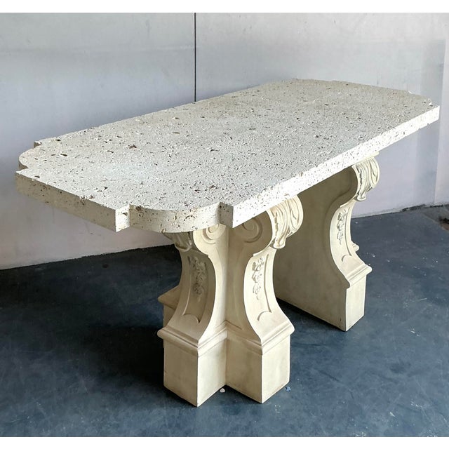 Beige Vintage Regency Coquina Console Table For Sale - Image 8 of 12