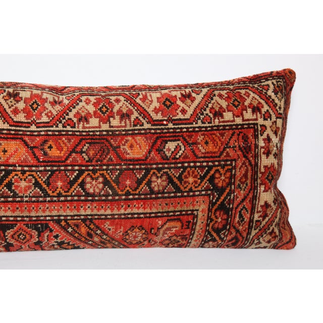 Vintage Antique Persian Rug Lumbar Pillow Cover – Tribal Decorative Cushion For Sale - Image 4 of 10