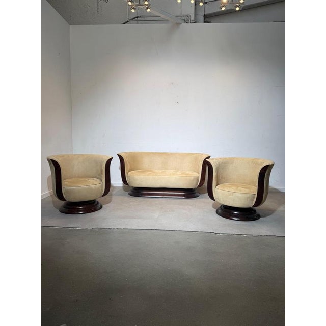 Art Deco Tulip 2-Seater Sofa and Club Chair from Hotel Le Malandre, Set of 2 For Sale - Image 3 of 11