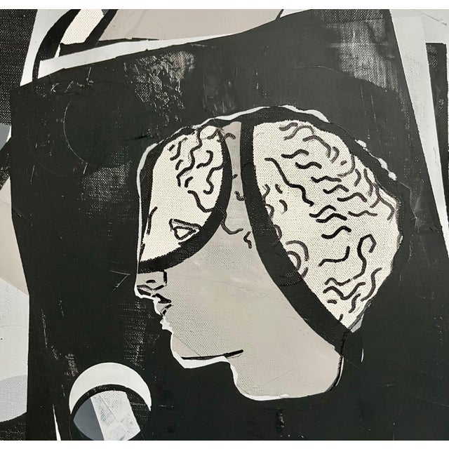 1980s Judy Rifka, American Figurative Abstract Geometric Mixed Media Painting Judy Rifka, 1989 For Sale - Image 5 of 10